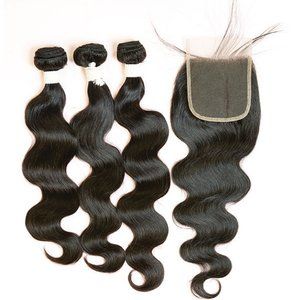 3pk bundle with closure wig kit  of body wave 18" 20" 22"